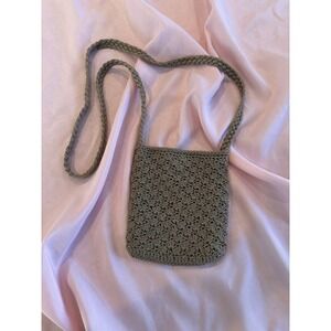 The SAK Black Crochet Crossbody Bag Y2K Boho Shoulder Purse Zip & Flap Satchel